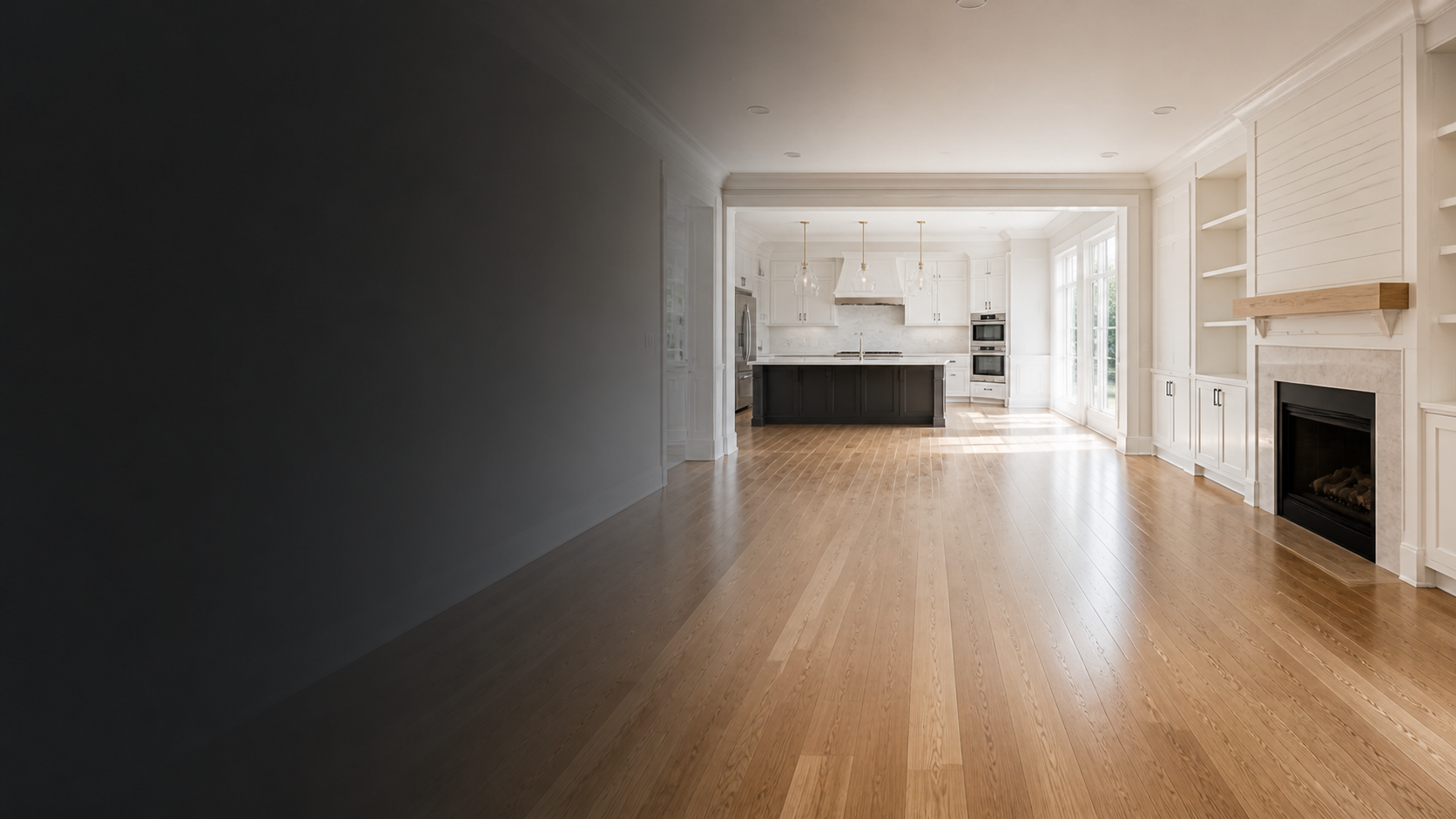 Newly renovated open-plan home after professional post-construction cleaning